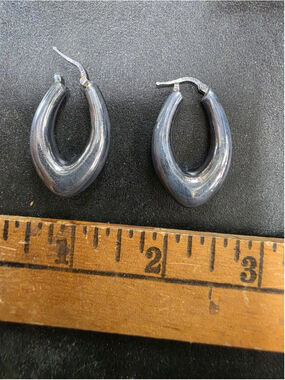 vintage 925 italy milor silver teardrop puffy earrings 60